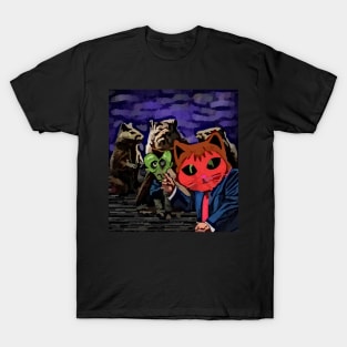 watercolor cat groundhog with heart zombie T-Shirt